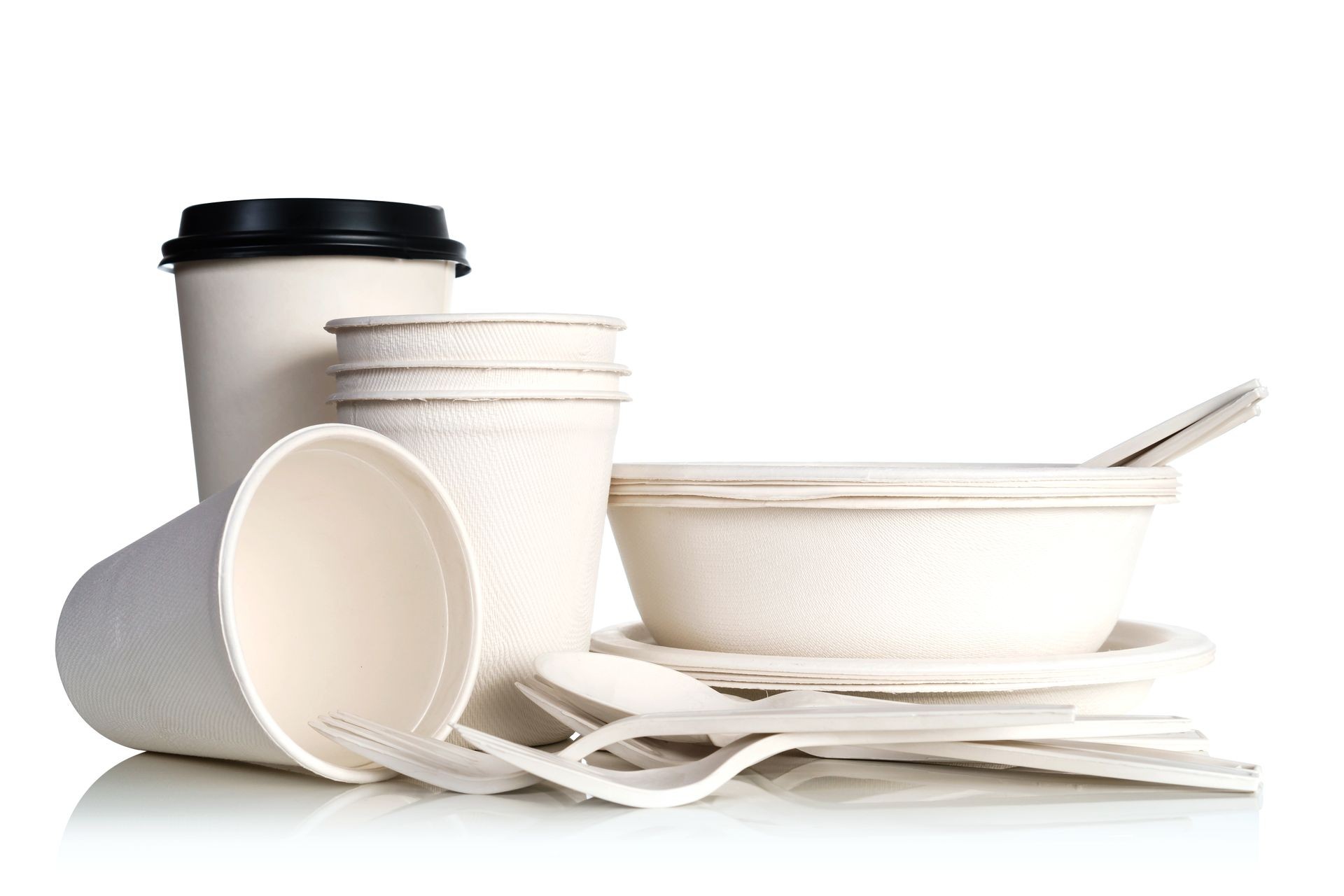 PLA cutlery, containers, straws and lids - Sugarcane bagasse products - compostable bags - Sustainable food packaging solutions